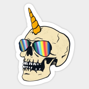 Funky Skull Unicorn Rainbow Sunglasses Sticker